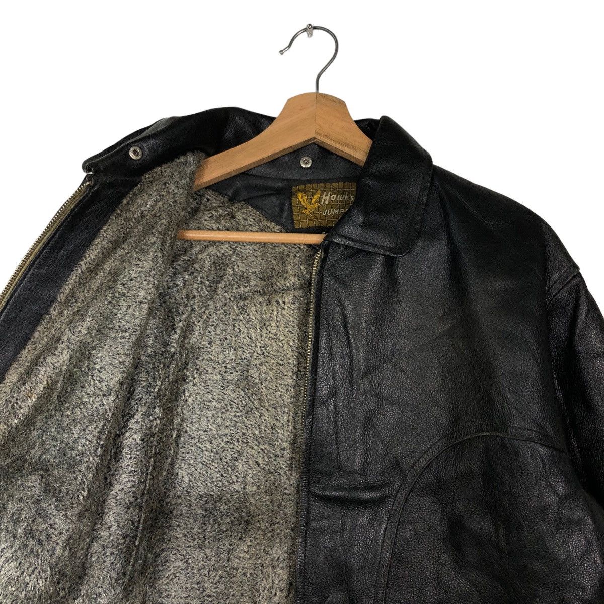 Japanese Brand 🔥90’s Bomber Leather Jacket Iconic Black Hawks Jumper Japan Size US M / EU 48-50 / 2 - 10 Thumbnail