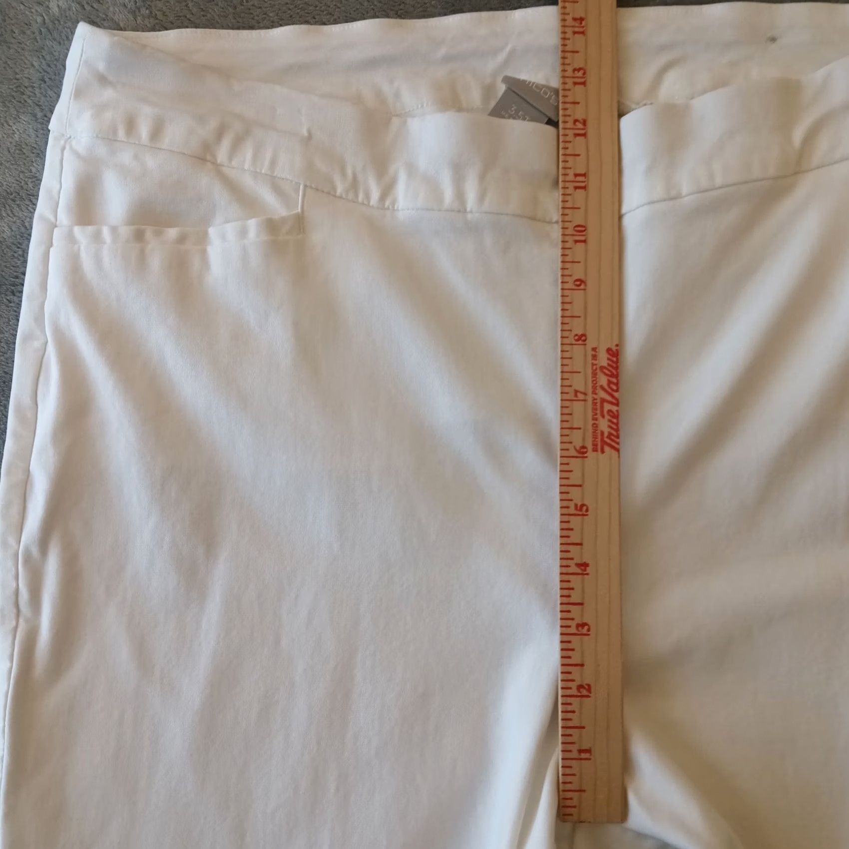 Vintage Chico's Pants Womens 18 Tall White Pull On Straight Ankle Pockets 38x28 Stretch Silk Blend Nylon Rayon Spandex Size 40" / US 18 - 4 Thumbnail