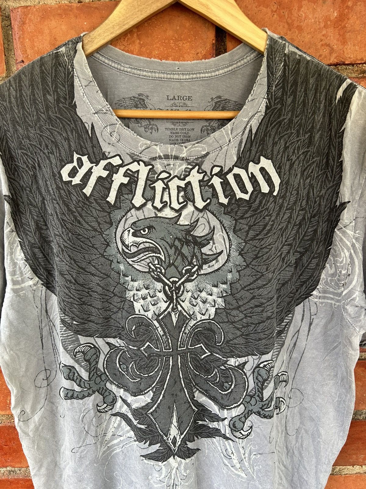 Affliction × Beauty Beast 💥 RARE AFFLICTION BAMBOO WINGS TEE Size US L / EU 52-54 / 3 - 4 Thumbnail