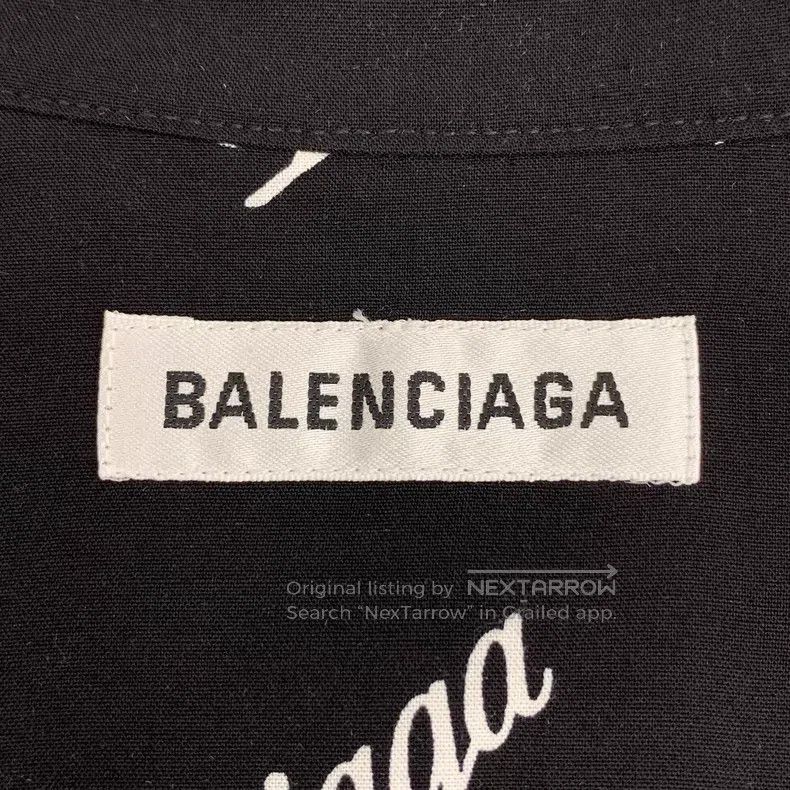 Balenciaga Balenciaga Black Logo Letter All-Over Printed Short Sleeve Size XXS / US 00 / IT 34 - 5 Thumbnail