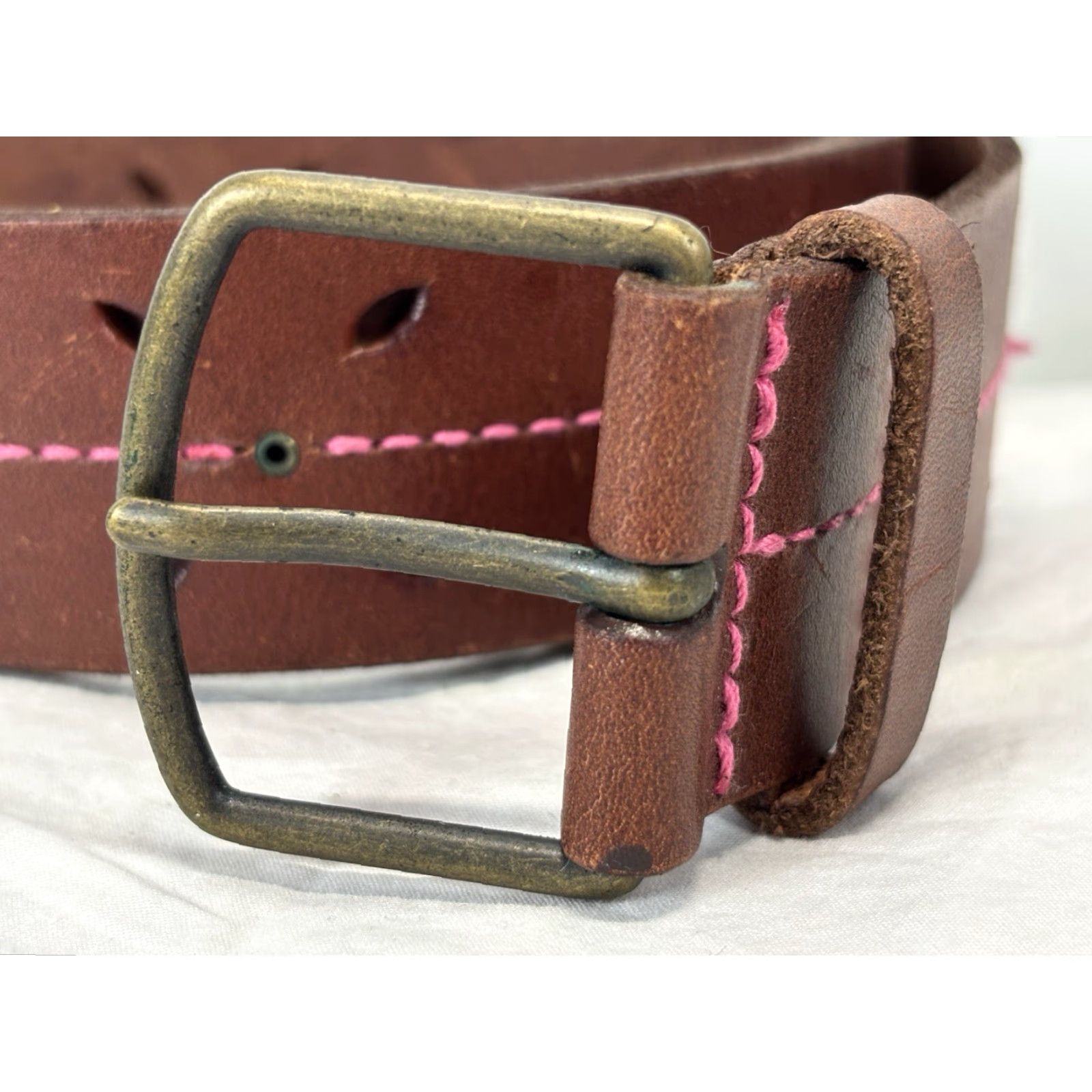 American Eagle Outfitters VINTAGE American Eagle Belt Women Size S 1.5” Wide Brown Floral Stitching Y2K Womens Size ONE SIZE - 2 Thumbnail
