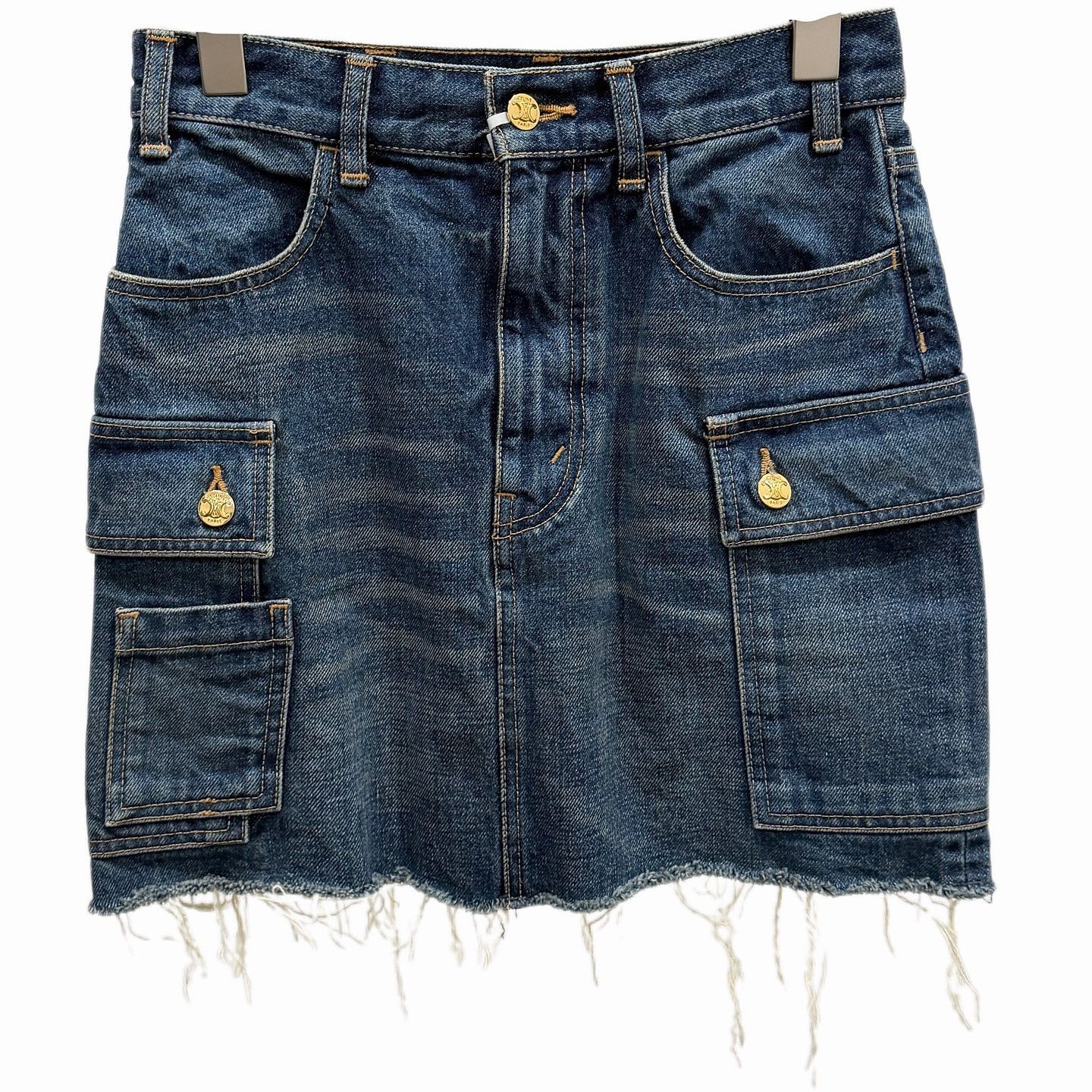 Celine CELINE Gold Hardware Denim Mini Skirt Size 25 Size 25" / US 0 / IT 36 - 1 Thumbnail