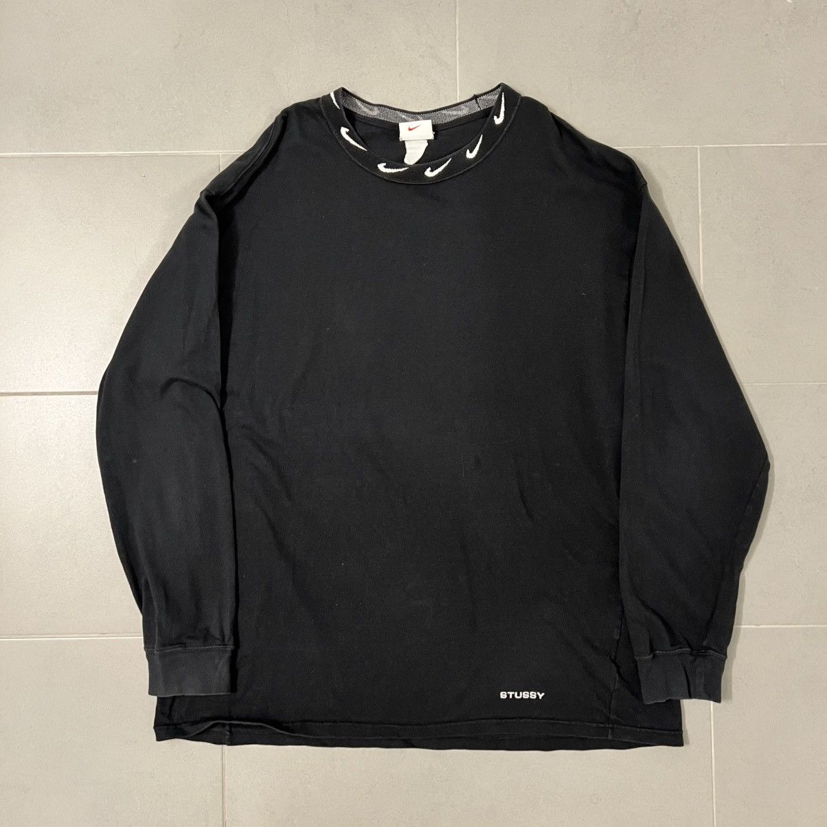 Nike × Stussy Stussy Nike Black Longsleeve Logo Collar Size US XL / EU 56 / 4 - 1 Thumbnail