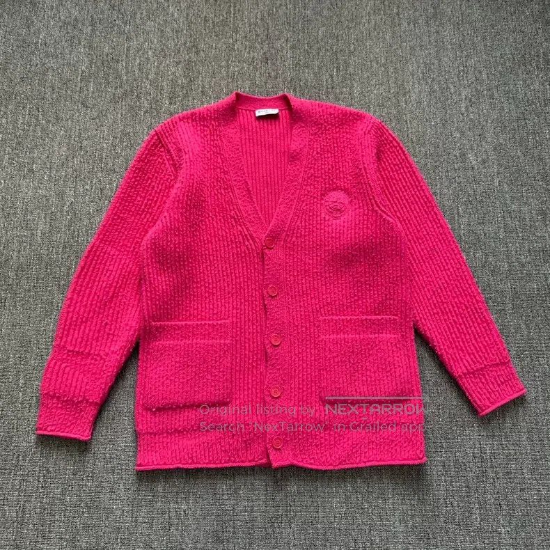 Balenciaga Fuchsia V-neck wool knitted cardigan