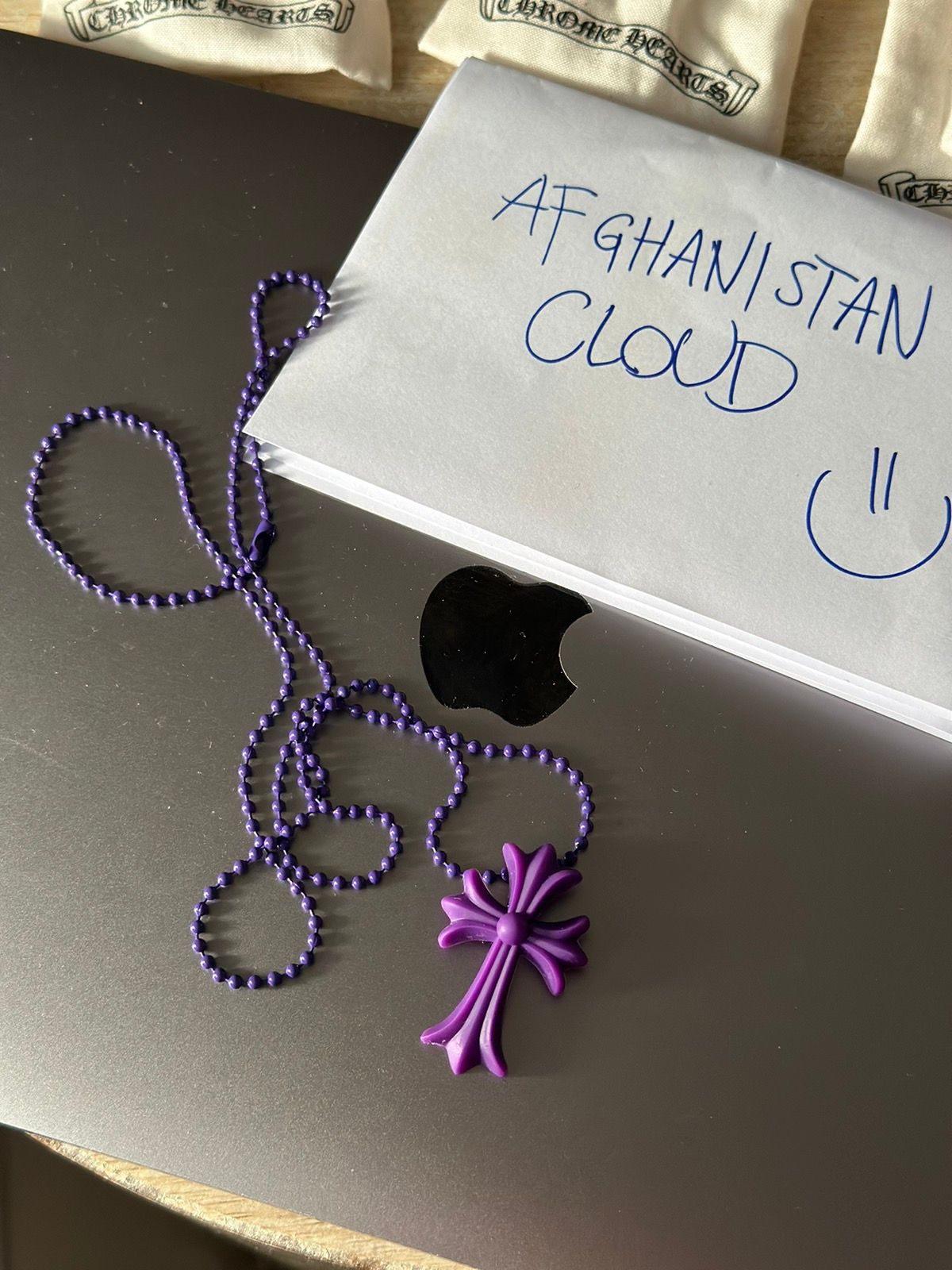 Pre-owned Chrome Hearts Cross Silicone Necklace Purple