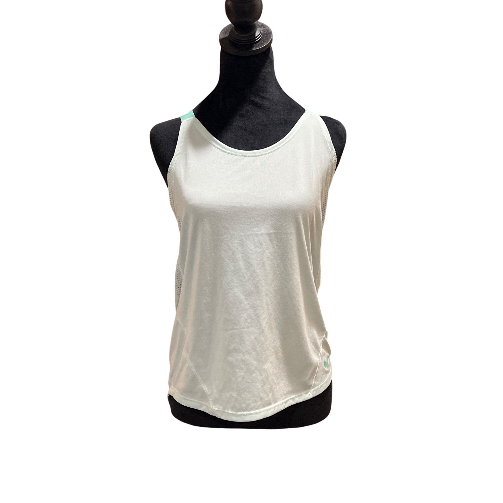 Nike NIKE Women's White Dri-Fit Tank Top With Mint Green Size Sma Size S / US 4 / IT 40 - 1 Thumbnail