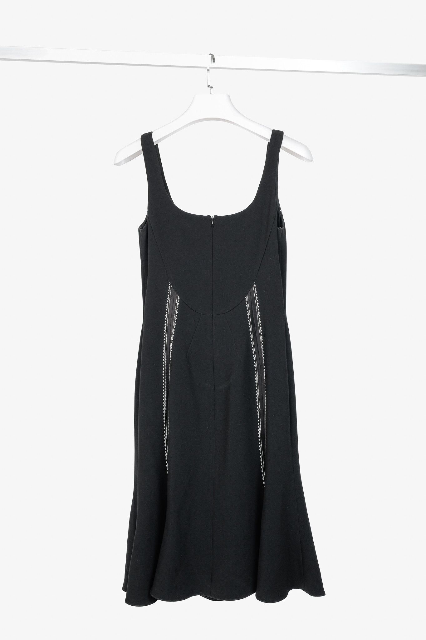 Altuzarra Altuzarra Black Crepe Satin-Trim Fluted-Hem Midi Dress Size S / US 4 / IT 40 - 2 Thumbnail