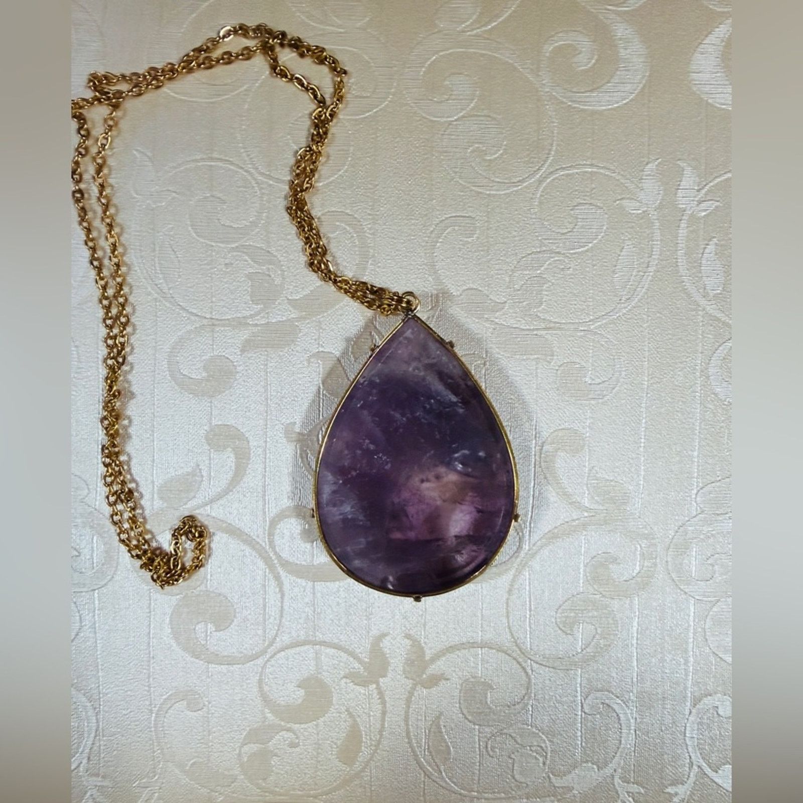 Handmade Amethyst Teardrop Necklace 28” Size ONE SIZE - 4 Thumbnail