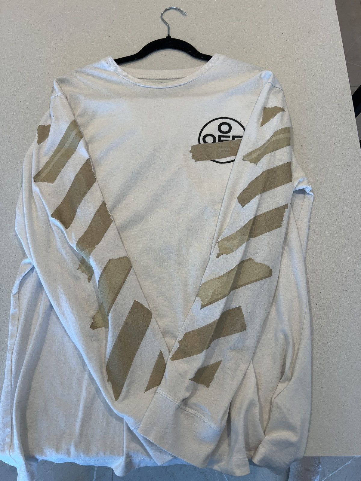 Off-White Tape Arrows Mens Logo Long Sleeve T-Shirt