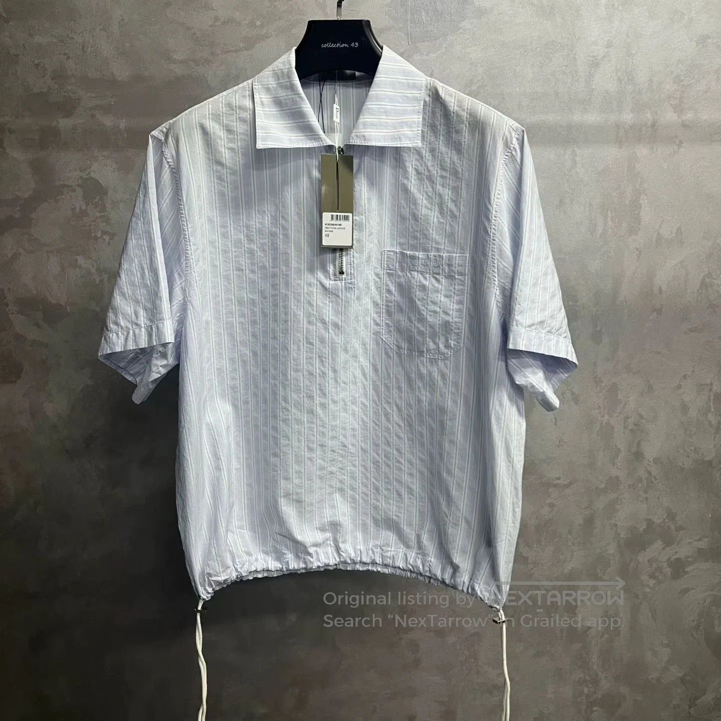 Dior dior blue striped half-zip short sleeve shirt. Size US L / EU 52-54 / 3 - 1 Thumbnail