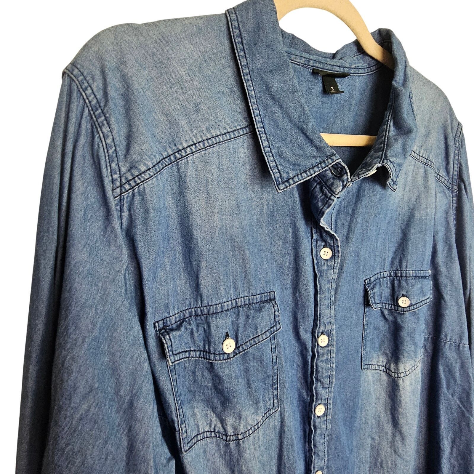 Torrid Torrid Womens Chambray Shirt Plus Size 3X Casual Minimalist Size 3XL / US 20-22 - 5 Thumbnail
