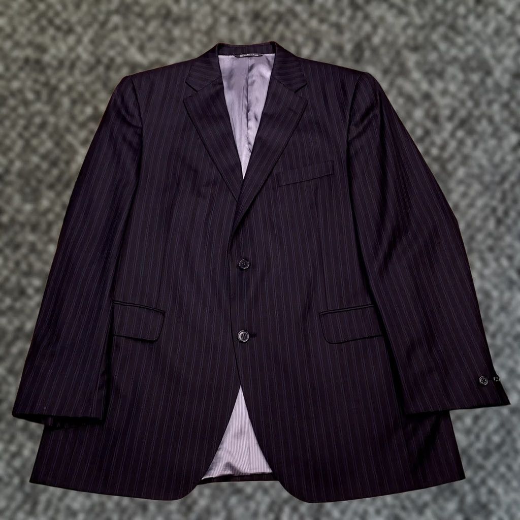Jack Victor Jack Victor 2 Piece Suit Black Striped Pants 36x29 Cuffed Canada Wool 110 Super 2 Piece Mens Regular Formal Wedding Size 42R - 1 Thumbnail