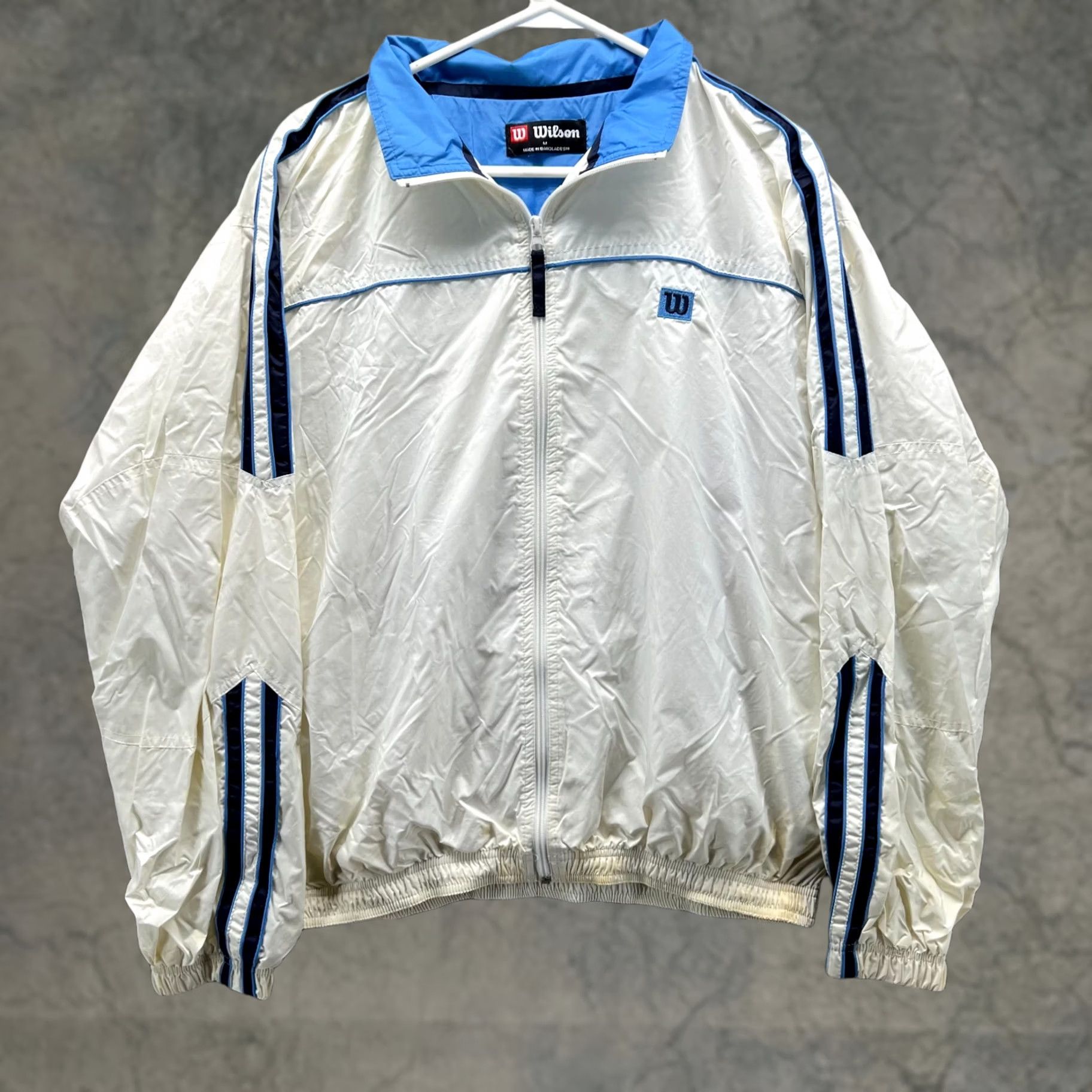 Wilson VINTAGE Wilson Jacket Mens M White Full Zip Track Windbreaker Nylon 90s Y2K Guess: 80s 90s Size US M / EU 48-50 / 2 - 1 Thumbnail