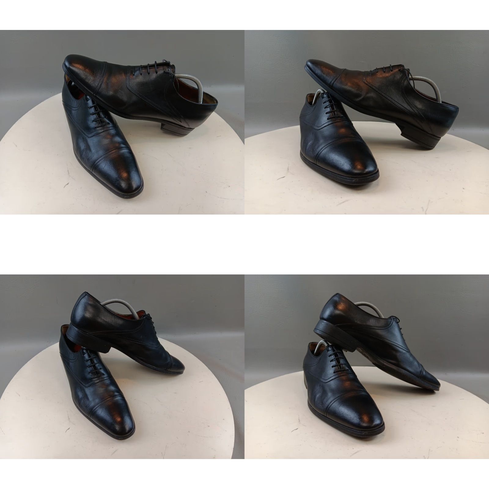 Vintage VINTAGE A Testoni Men Dress Oxford Shoes 10.5 Black Leather Cap Toe Italy GUC Size ONE SIZE - 10 Thumbnail