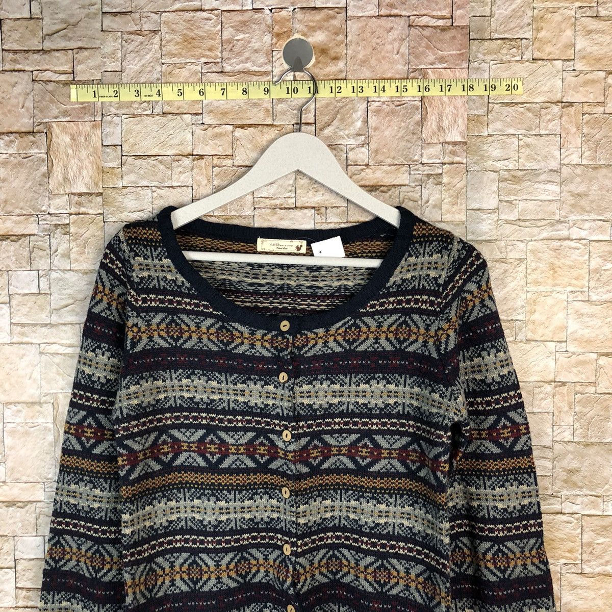 Japanese Brand Earth Music & Econology Cardigan Knitwear #A1061 Size S / US 4 / IT 40 - 2 Thumbnail