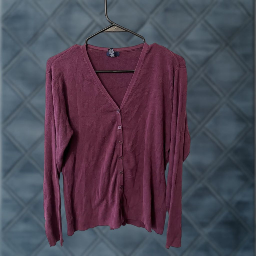 Gap VINTAGE Gap Cardigan Womens XS Maroon Solid Long Sleeve Pockets Size XS / US 0-2 / IT 36-38 - 1 Thumbnail