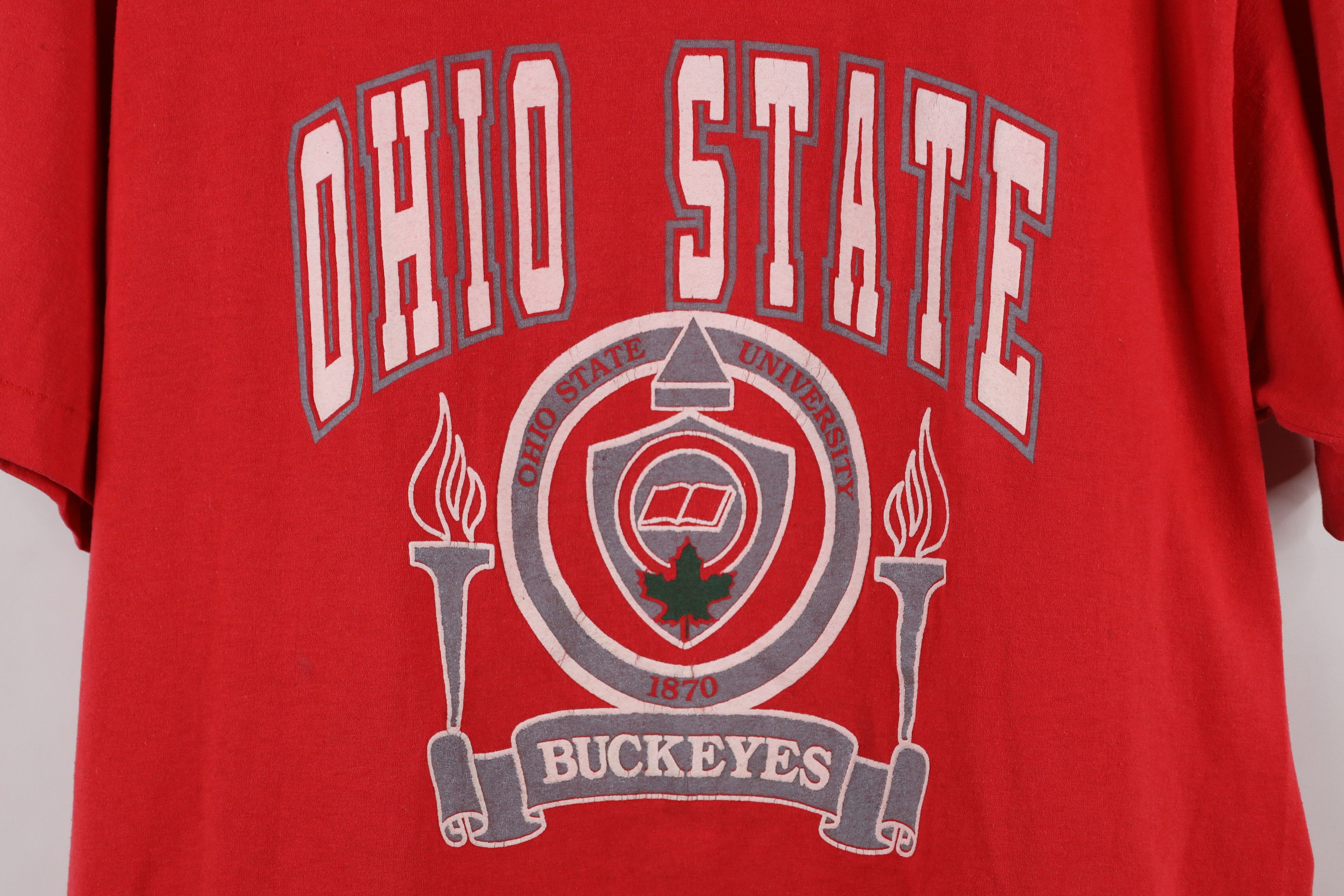 Hanes × Vintage Vintage 80s 90s Spell Out Ohio State University T-Shirt USA Size US L / EU 52-54 / 3 - 4 Thumbnail