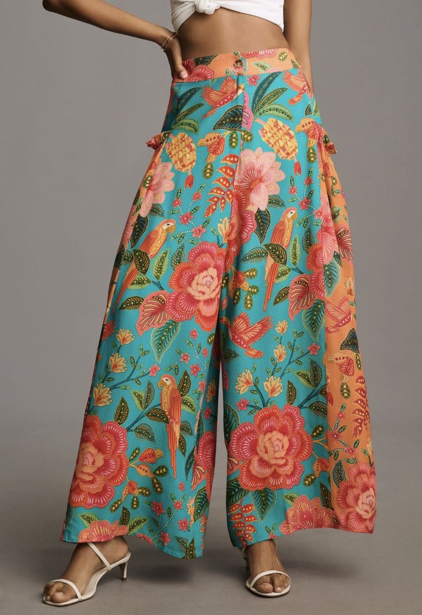 Farm Rio Farm Rio Floral Wide Leg Pants, Size XS Size 26" / US 2 / IT 38 - 3 Thumbnail