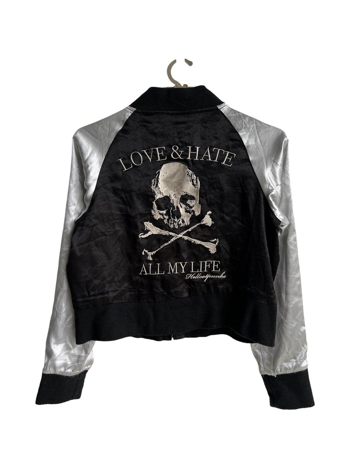 Hysteric Glamour 🇯🇵 Exc. Hell Cat Punks 💀 Embroidery "Peace" Crop Sukajan Size M / US 6-8 / IT 42-44 - 3 Thumbnail