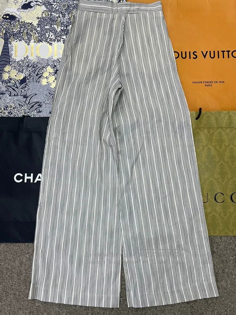 Dior Dior Waist button grey and white striped wide-leg trousers Size 42" / US 20 - 3 Thumbnail