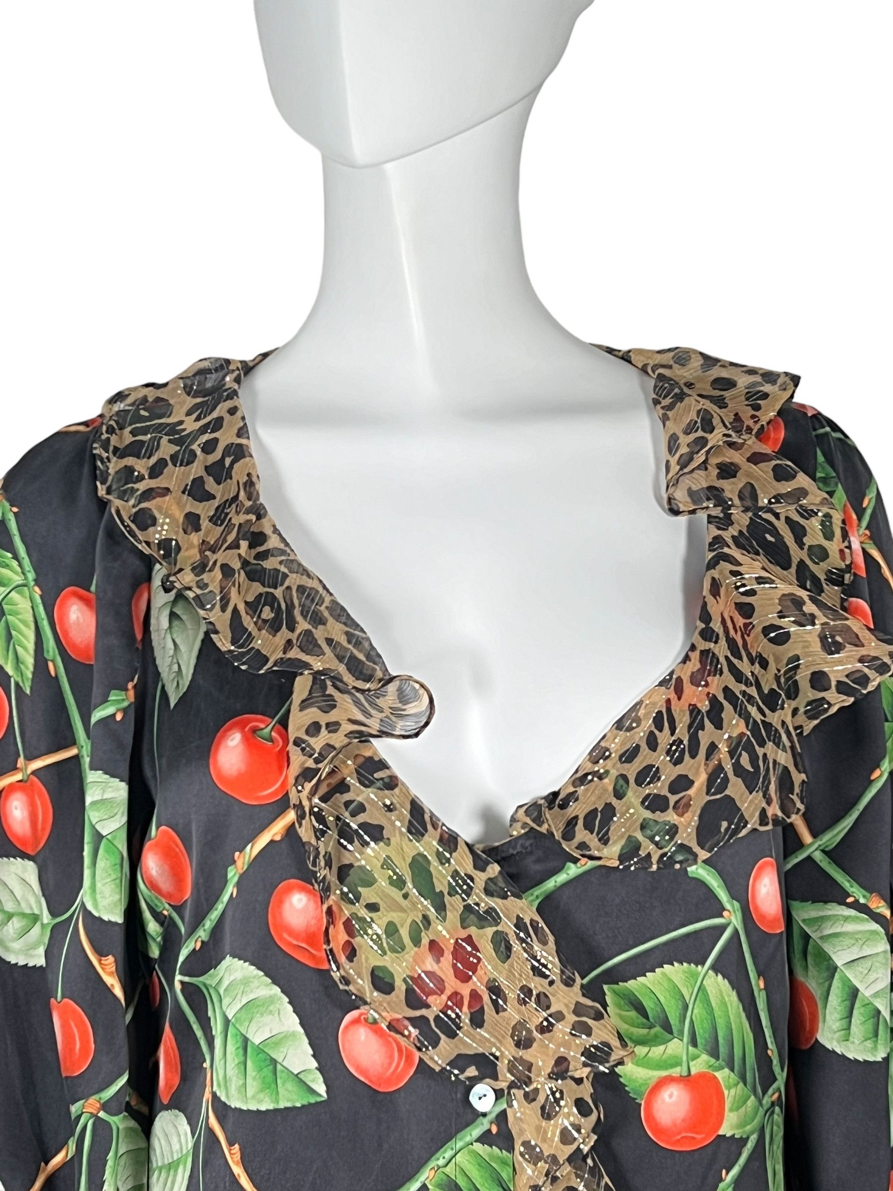 John Galliano Galliano 2003 Cherry & Leopard Print Dress Size L / US 10 / IT 46 - 5 Thumbnail