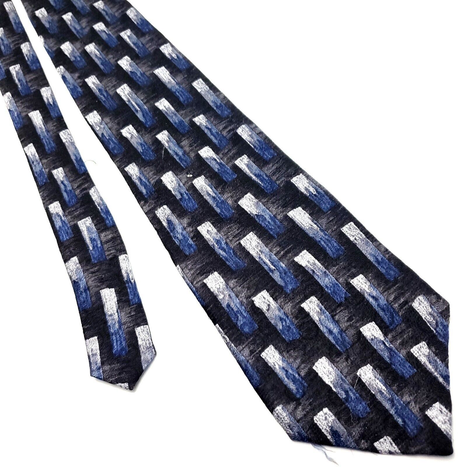 Pierre Cardin Pierre Cardin Blue Black Silk Tie Woven Geometric Size ONE SIZE - 1 Thumbnail