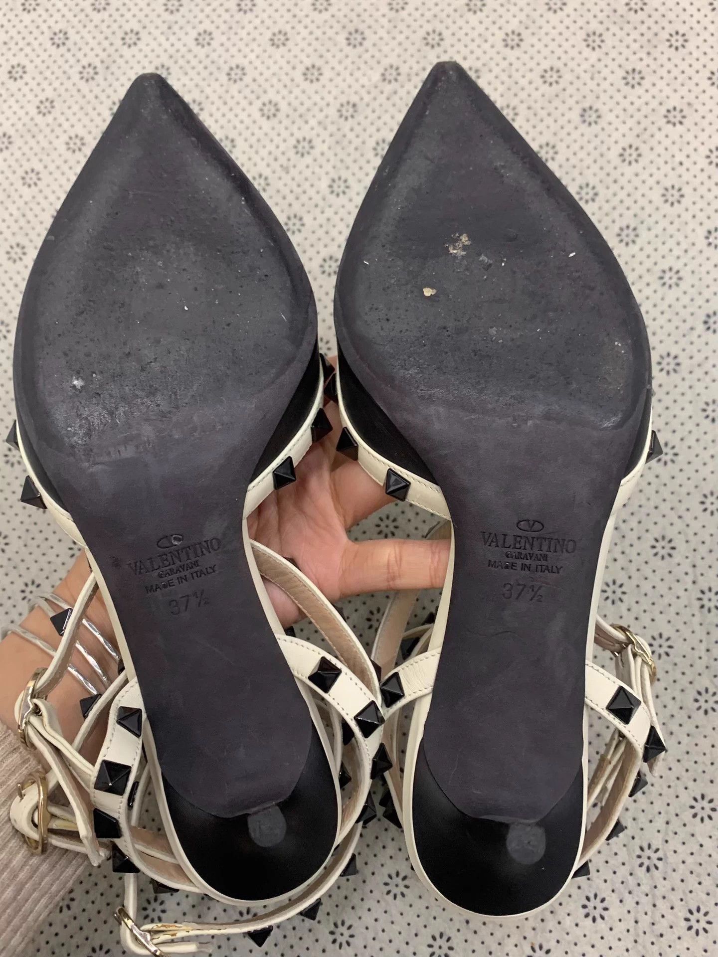 Valentino Valentino black patent studded heeled sandals 37.5 Size US 6.5 / IT 36.5 - 4 Thumbnail