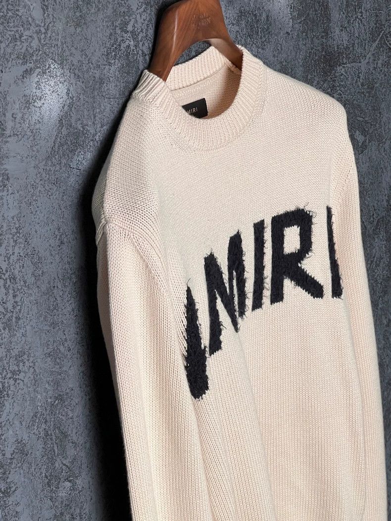 Amiri AmiriBeige letter embroidered round-neck sweater 2503-Nexta Size US S / EU 44-46 / 1 - 6 Thumbnail