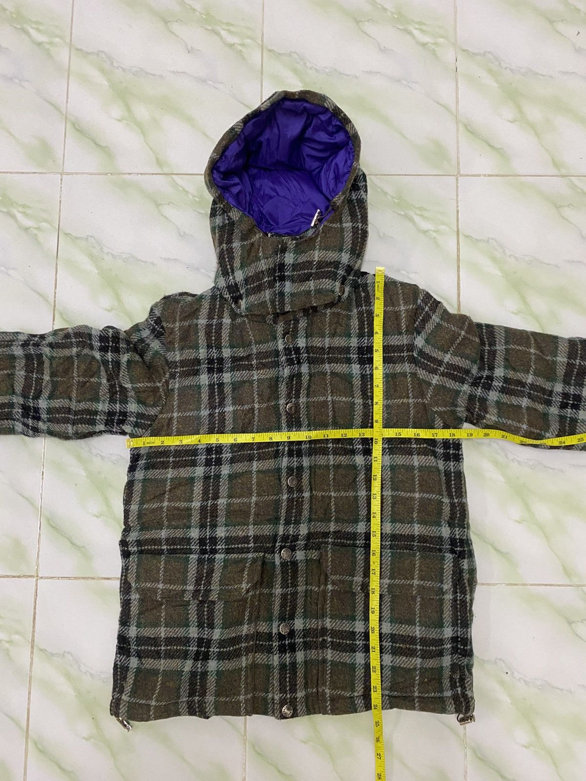 The North Face Purple Label Harris Tweed Plaid Down Jacket