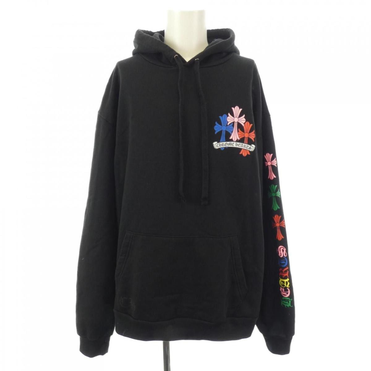 image of Chrome Hearts Multicolor Cross Hoodie in Black, Men's (Size XL)