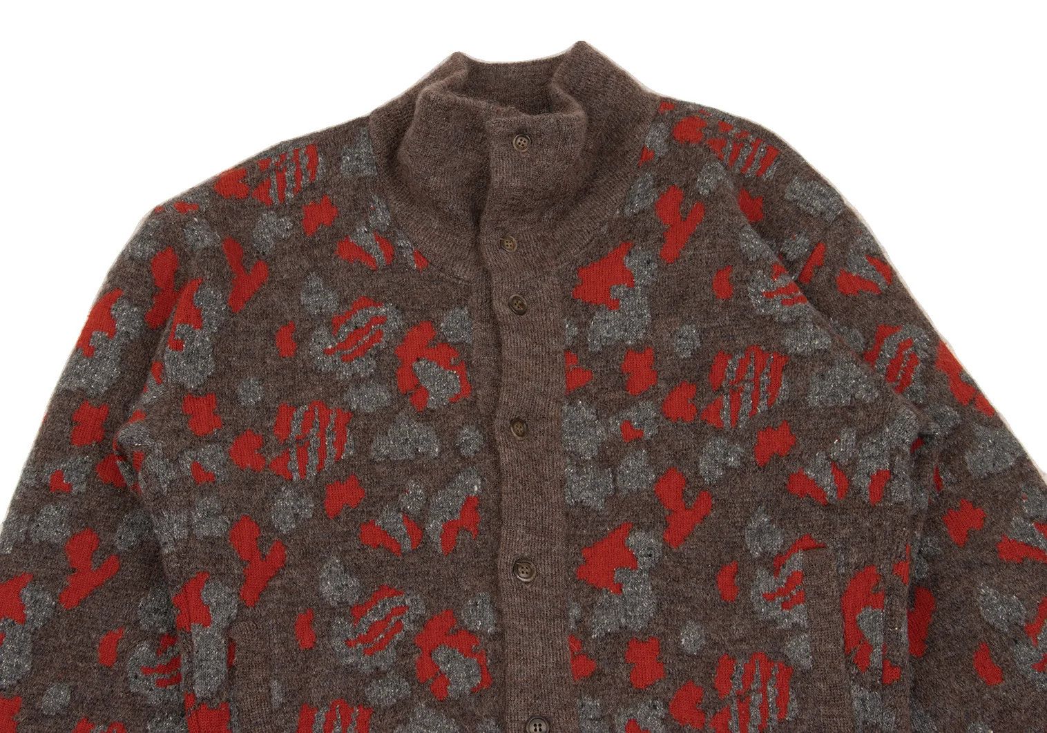 Issey Miyake Silk Blend Wool Jacquard Knit Jacket in Brown and Red Size US M / EU 48-50 / 2 - 2 Thumbnail