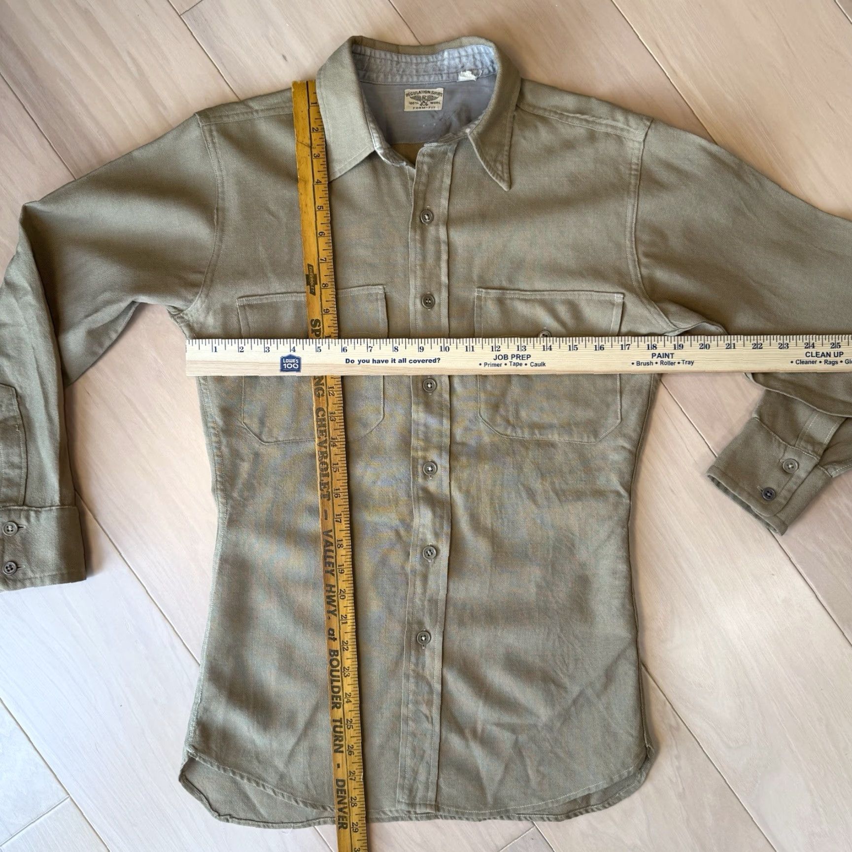 Vintage VINTAGE Military Wool Shirt M Khaki 60s Button Up Winter Chinstrap Mens Regular M Wool Solider 60s 70s Pendleton Board Shirt Size US M / EU 48-50 / 2 - 3 Thumbnail