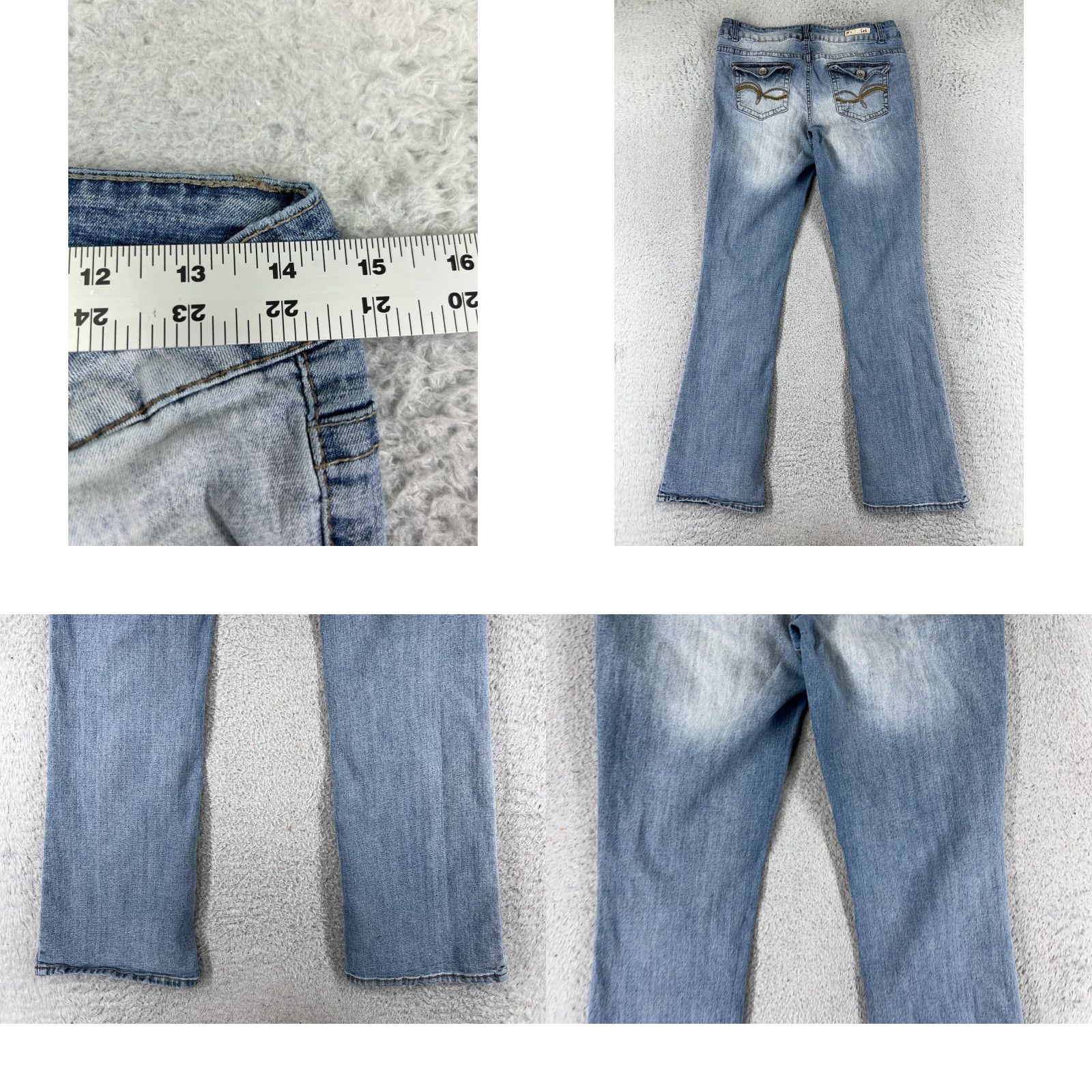Vintage L.e.i. Jeans Junior 27x30 Blue Denim Bootcut Low Rise Embroidered Ashley Size 27" / US 4 / IT 40 - 9 Thumbnail