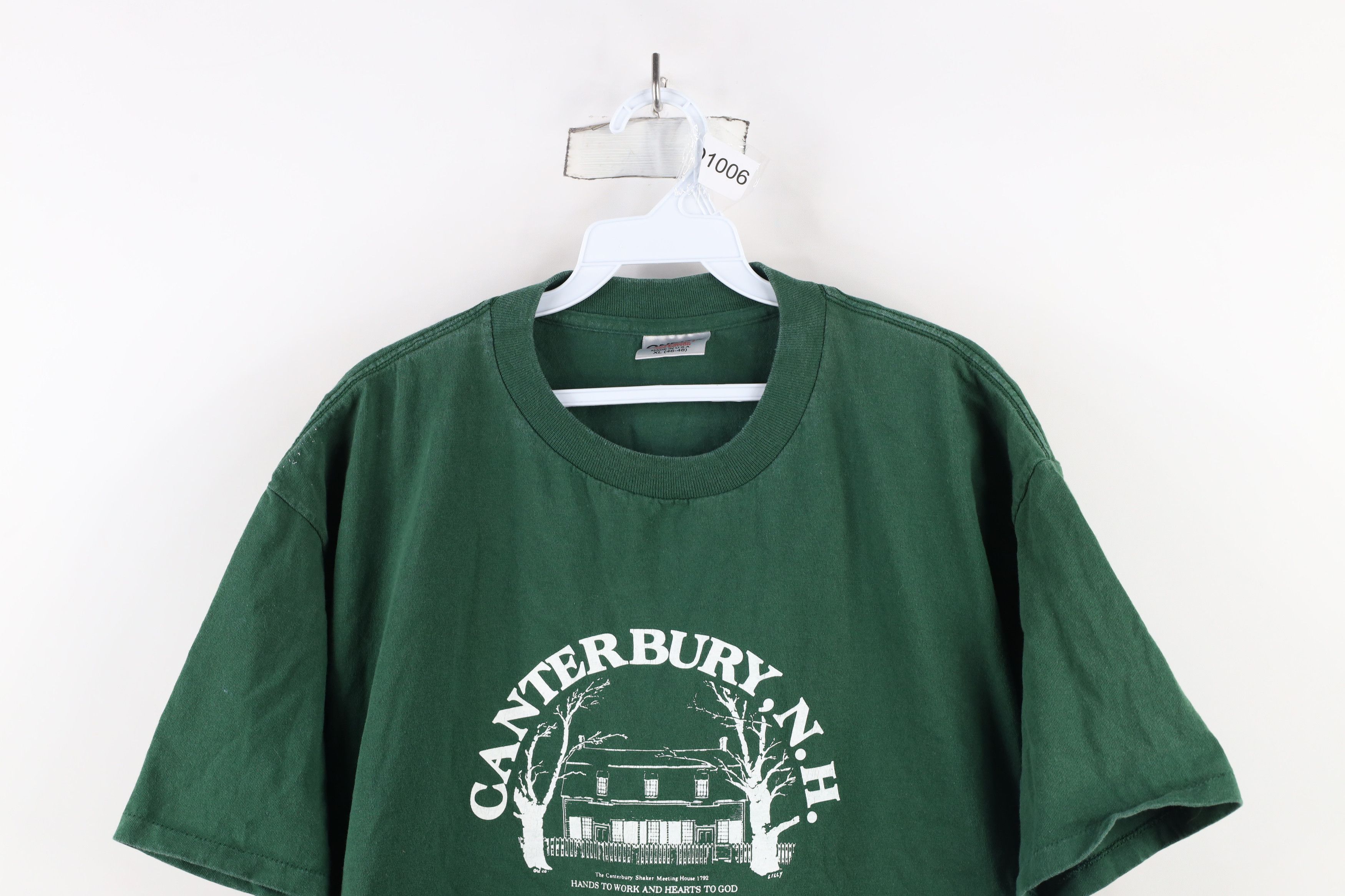 Vintage Vintage 90s Spell Canterbury New Hampshire T-Shirt Green USA Size US XL / EU 56 / 4 - 2 Thumbnail