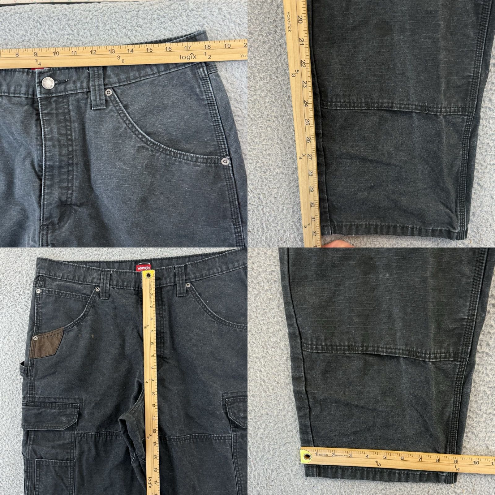 Wrangler VINTAGE Wrangler Pants Men 36 Black Ripstop Canvas Double Knee Cargo Carpenter Pants 36 Black 90s Mens Size US 36 / EU 52 - 8 Thumbnail