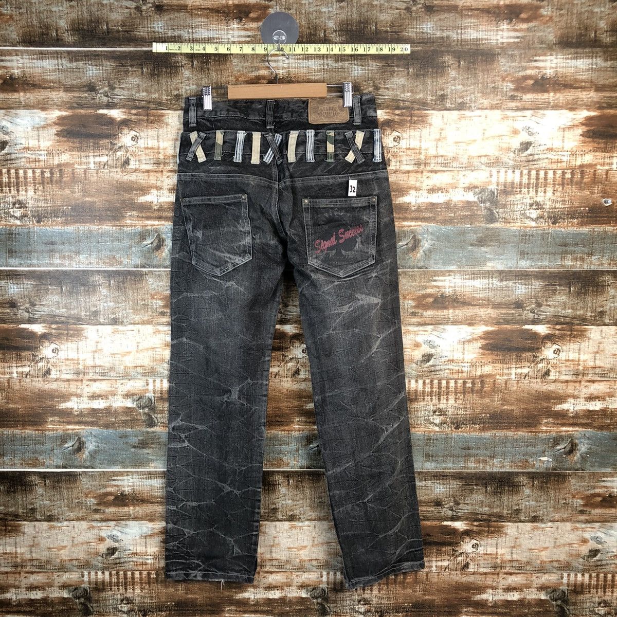 Japanese Brand DL Deluxe Black double waist rapper Denim Pants #C739 Size US 30 / EU 46 - 14 Thumbnail