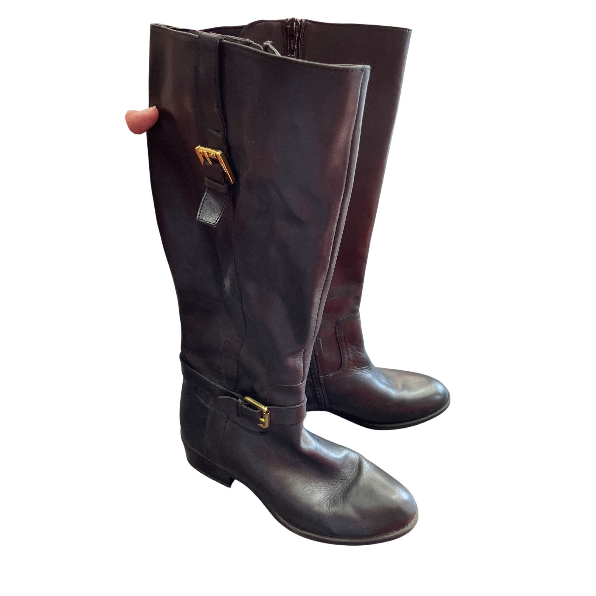 Ralph Lauren Ralph Lauren Womens Black Leather Knee-High Riding Boots Siz Size US 7 / IT 37 - 3 Thumbnail