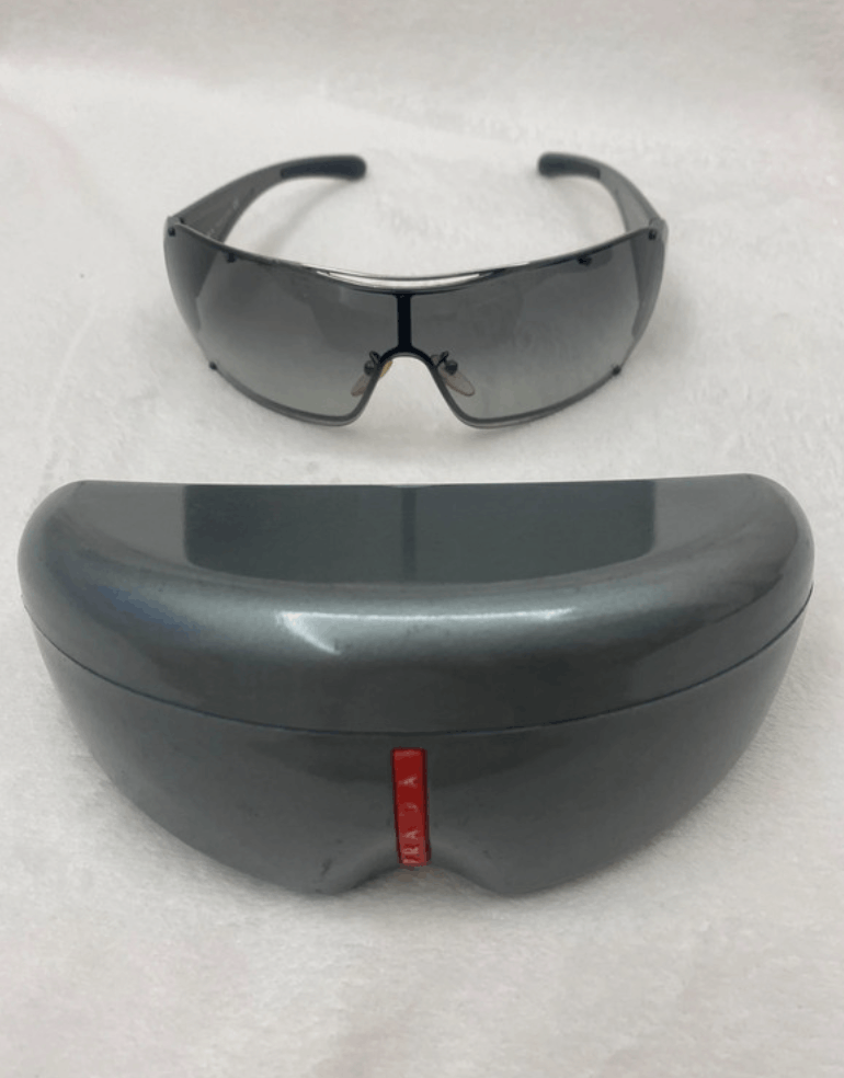 Prada × Vintage PRADA Sunglasses Rectangle Wrap Shield Metal Symbole Sport Size ONE SIZE - 5 Thumbnail