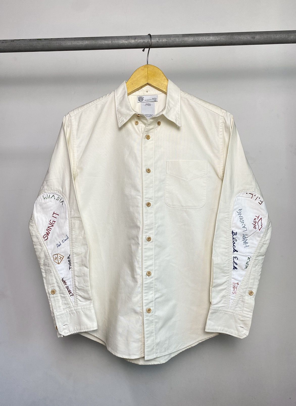 Visvim FIL Logo Handwritten Embroidery Elbow Patch Shirt