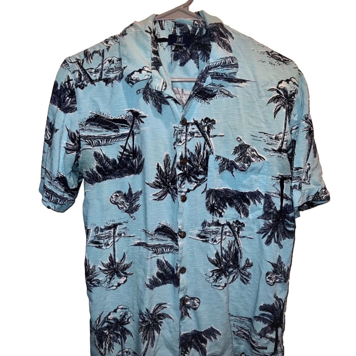 George Hawaiian Shirt Ocean Breeze Blue Palm Trees Button Front Size US S / EU 44-46 / 1 - 1 Thumbnail