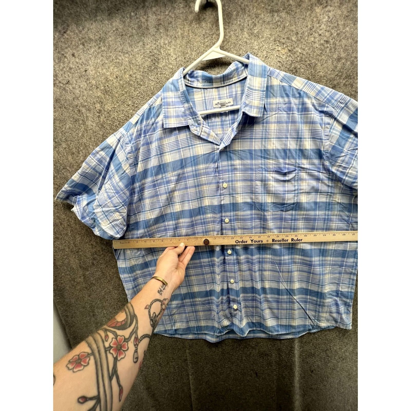 Peter Millar Peter Millar Shirt Mens 2XL Blue Plaid Short Sleeve Button Front Casual Woven Size US XXL / EU 58 / 5 - 5 Thumbnail