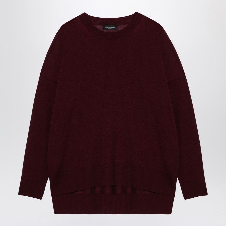 Roberto Cavalli o1d2blof0924 Wool Crew-neck Sweater in Bordeaux Size XS / US 0-2 / IT 36-38 - 1 Thumbnail