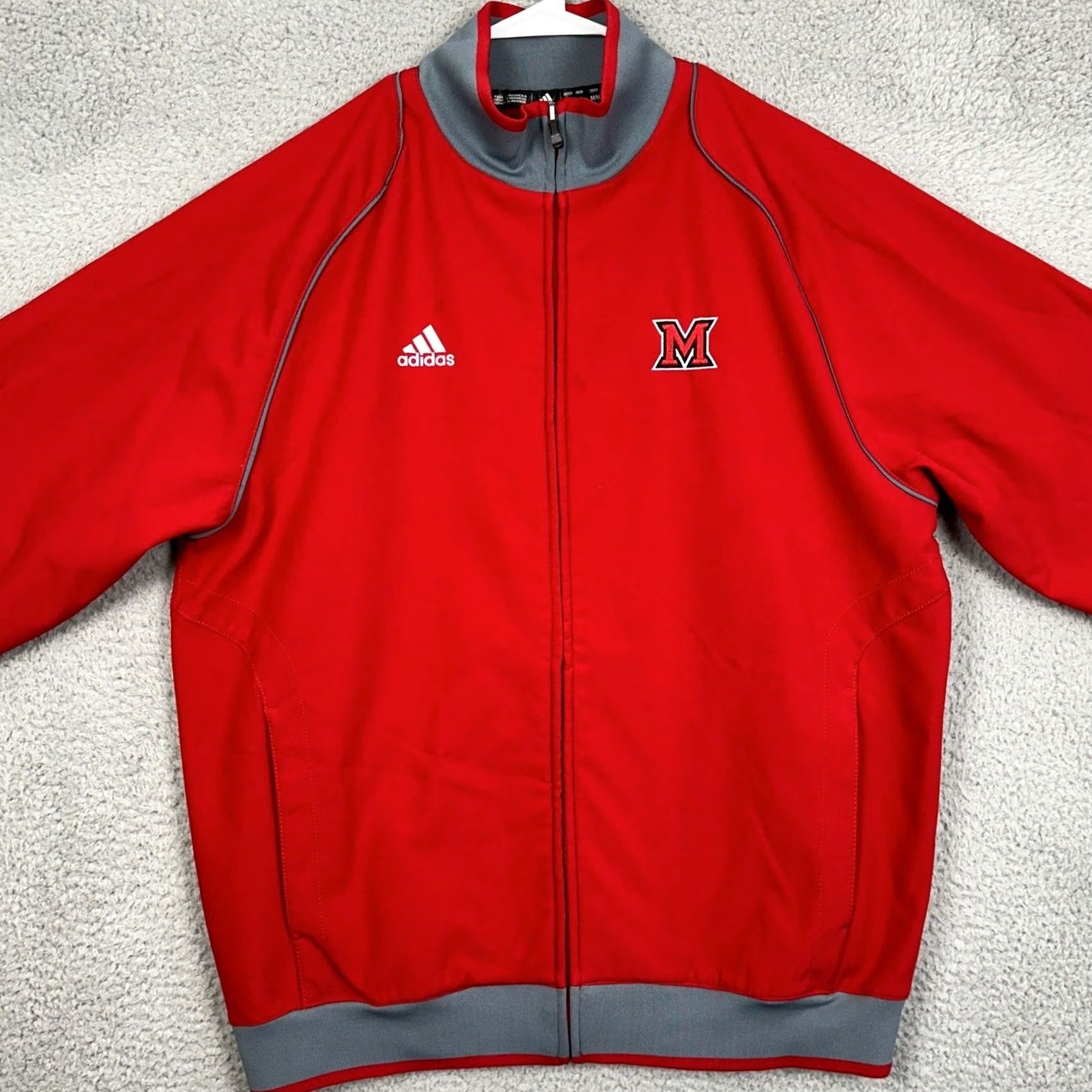 Adidas adidas Track Jacket Men M Red Full Zip Zipped Pockets Microfleece polyester Sports Casual Activewear Size US M / EU 48-50 / 2 - 3 Thumbnail