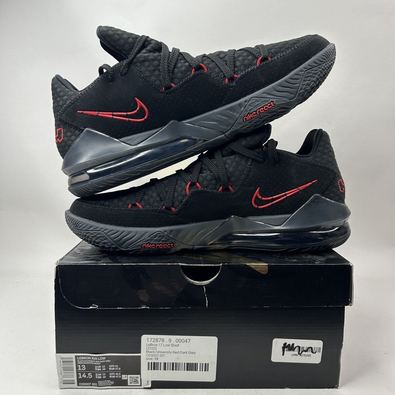 Nike Nike Lebron 17 XVII Low “Bred/Black Red” 2023 Size US 13 / EU 46 - 3 Thumbnail
