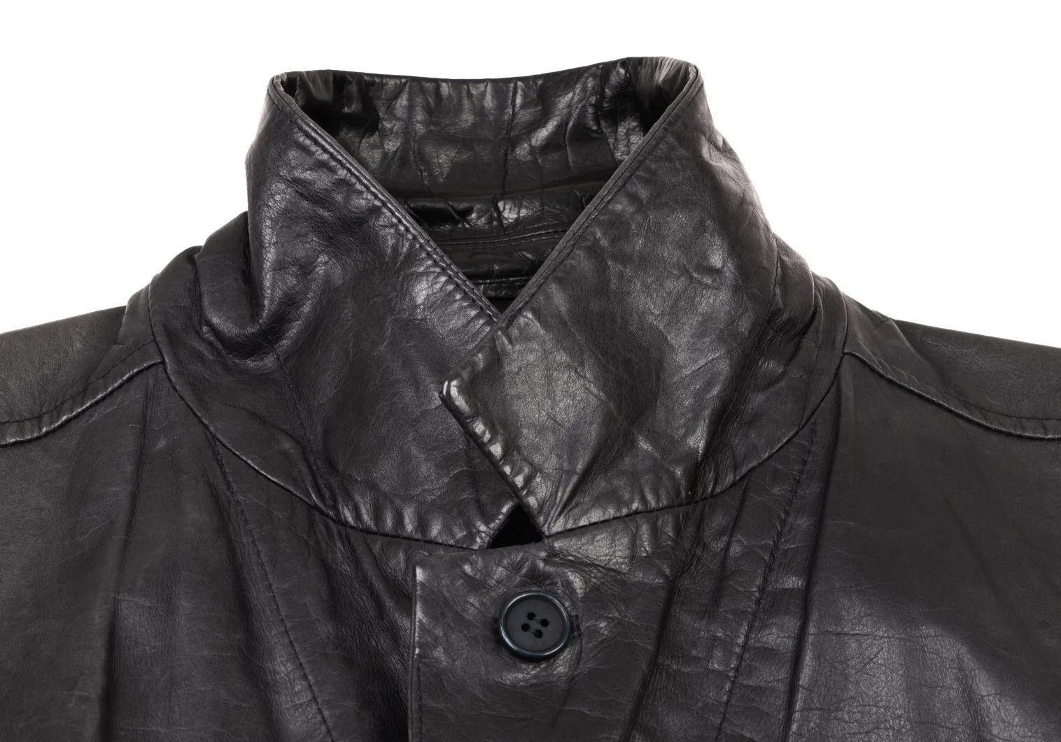Issey Miyake Charcoal Cow Leather Tailored Jacket Size M Size US M / EU 48-50 / 2 - 5 Thumbnail