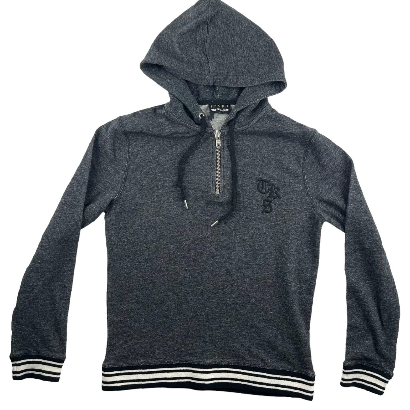The Kooples Sport Men's Gray Cotton 1/4 Zip Hoodie Sweatshirt Large