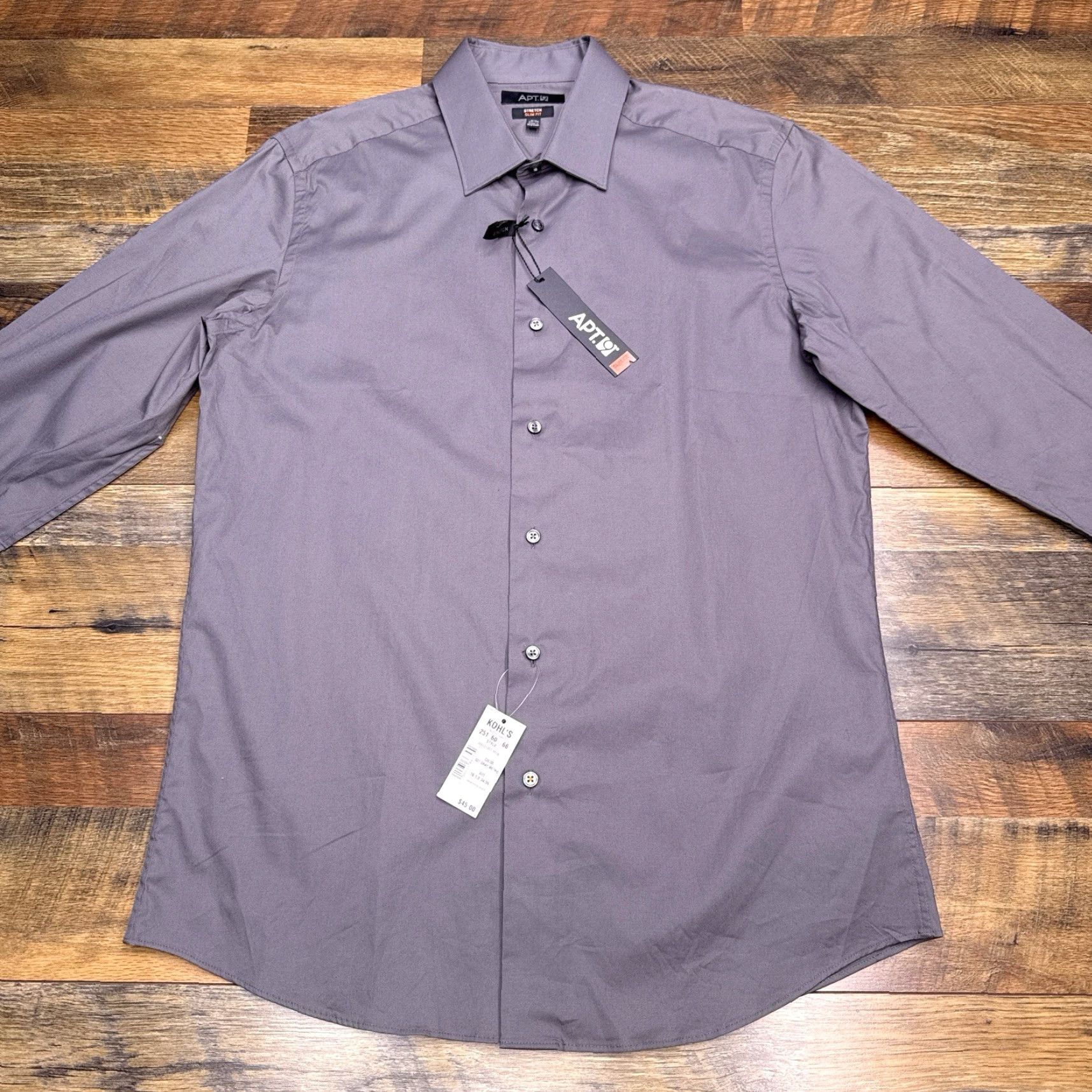 Vintage Apartment 9 Slim Fit Shirt Mens 16.5 34/35 Gray Stretch Button Up New Size US XL / EU 56 / 4 - 3 Thumbnail