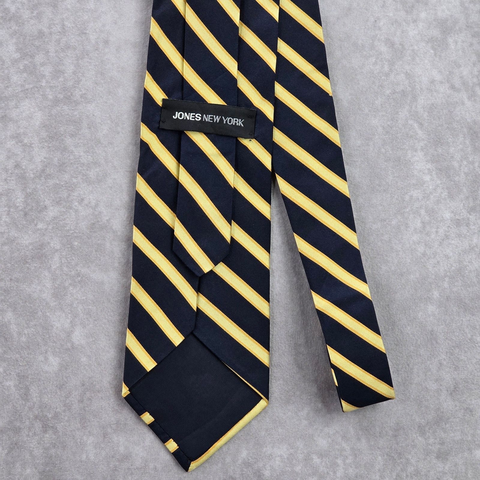Jones New York Jones New York Blue Yellow Stripe 100% Silk Men's Neck Tie Size 30 - 3 Thumbnail