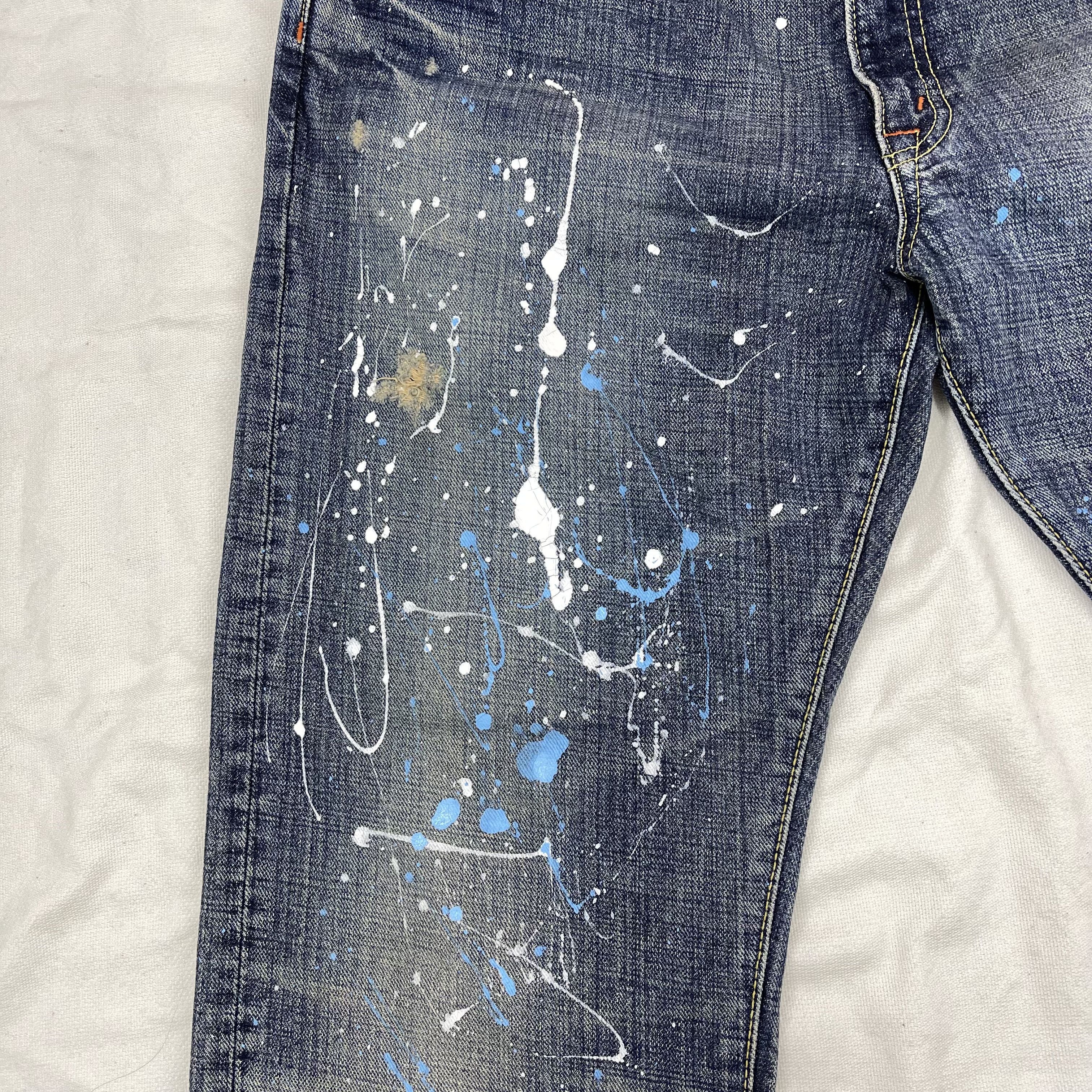 Japanese Brand GL HEART Paint Art Design Denim Jeans #1223/AQ Size US 33 - 5 Thumbnail
