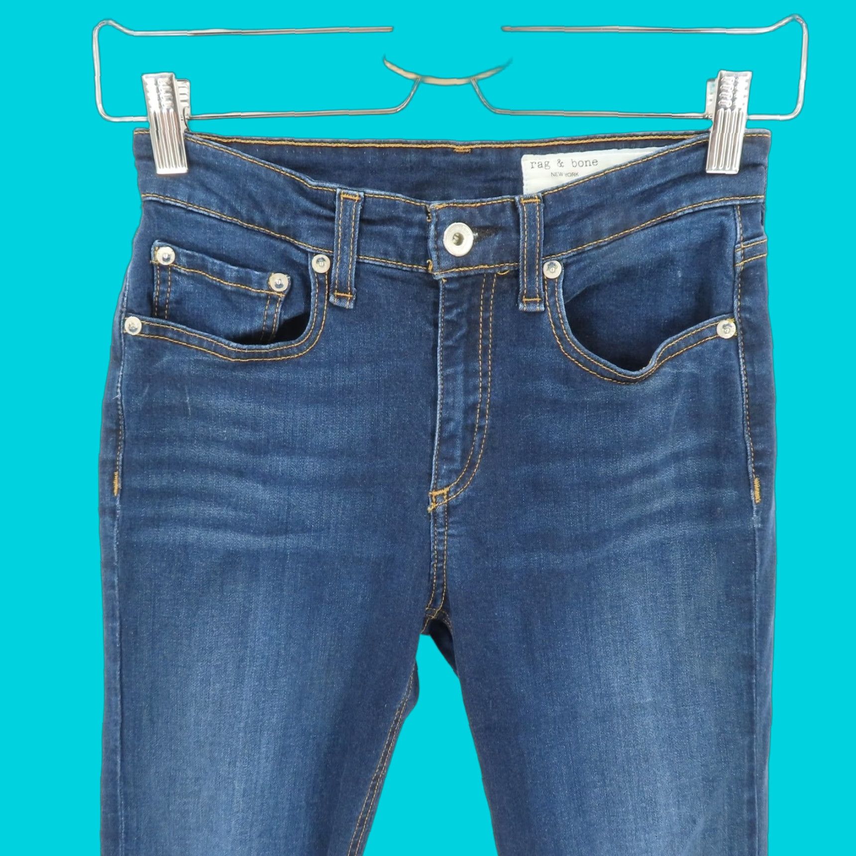 Rag & Bone rag & bone Jeans Womens 25 Cate Mid Rise Ankle Skinny Dark Wash Blue Denim Pants Jeans Size 42" / US 20 - 1 Thumbnail
